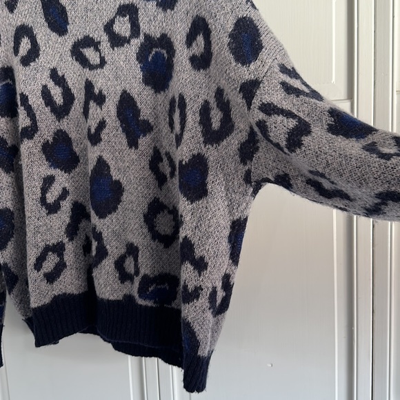 Anine Bing “raif” Leopard Animal Print Oversized Mohair Merino Wool Sweater L - Picture 4 of 9